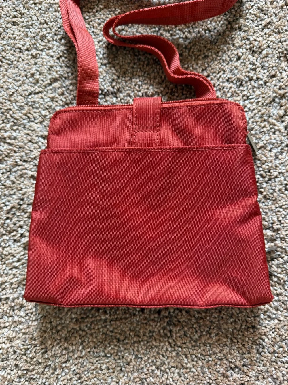 BAGGALLINI Rust Red Nylon Zippered Crossbody Shoulder Bag